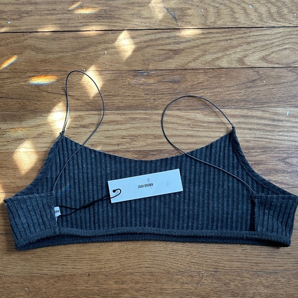 Joah Brown Charcoal Ribbed Knit Crop Cami - Picture 2 of 4